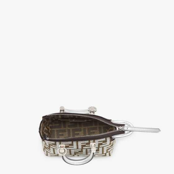 Fendi By The Way Mini - Small Boston bag in laminated jacquard FF fabric