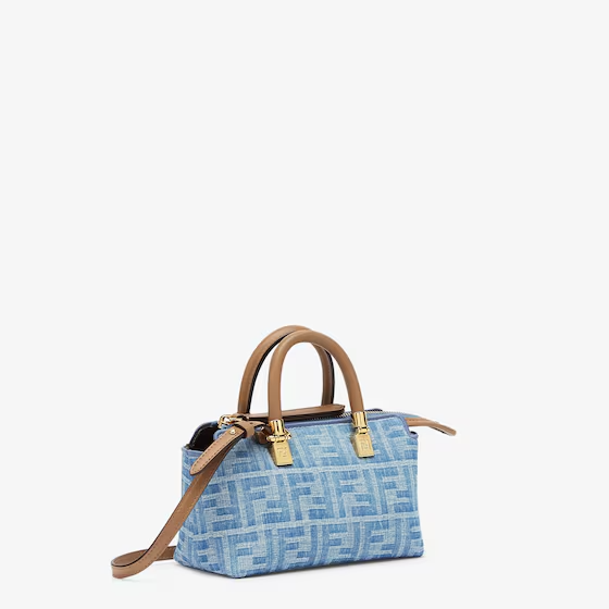 Fendi By The Way Mini - Light blue FF denim fabric mini bag