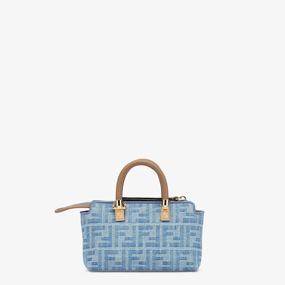 Fendi By The Way Mini - Light blue FF denim fabric mini bag