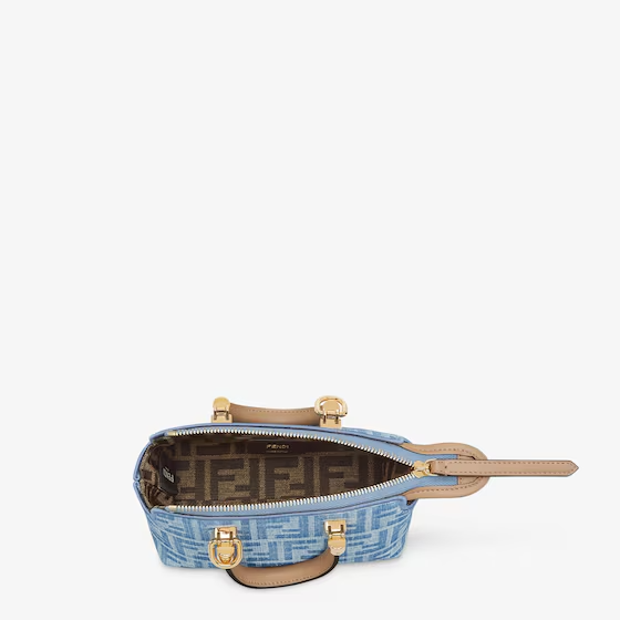 Fendi By The Way Mini - Light blue FF denim fabric mini bag