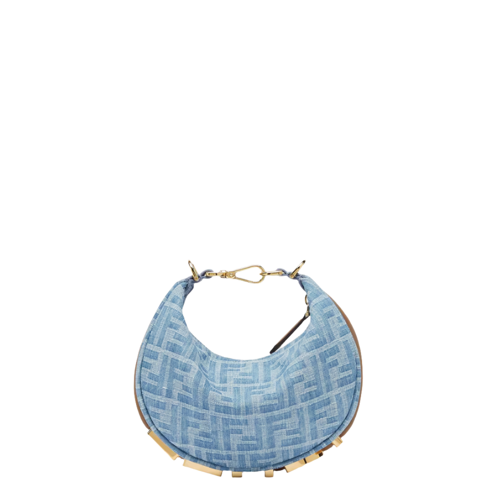 Fendi Fendigraphy Mini - Light blue FF denim fabric mini bag