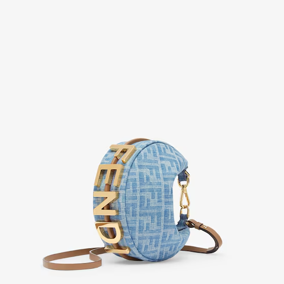 Fendi Fendigraphy Mini - Light blue FF denim fabric mini bag