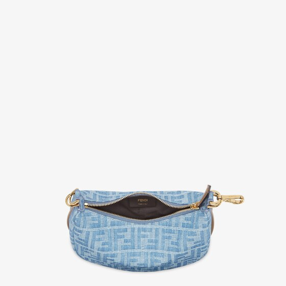 Fendi Fendigraphy Mini - Light blue FF denim fabric mini bag