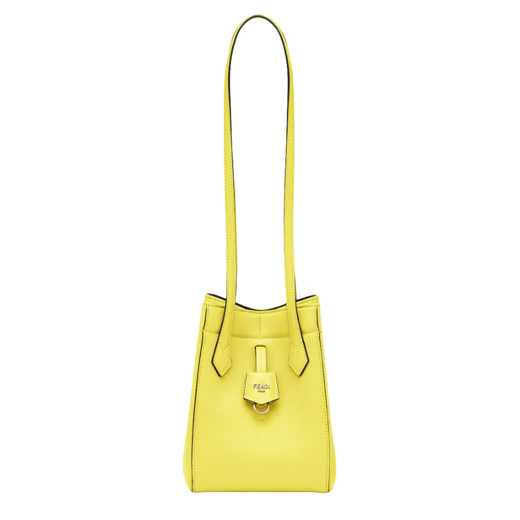 Fendi Origami Mini - Acid yellow leather bag that can be transformed