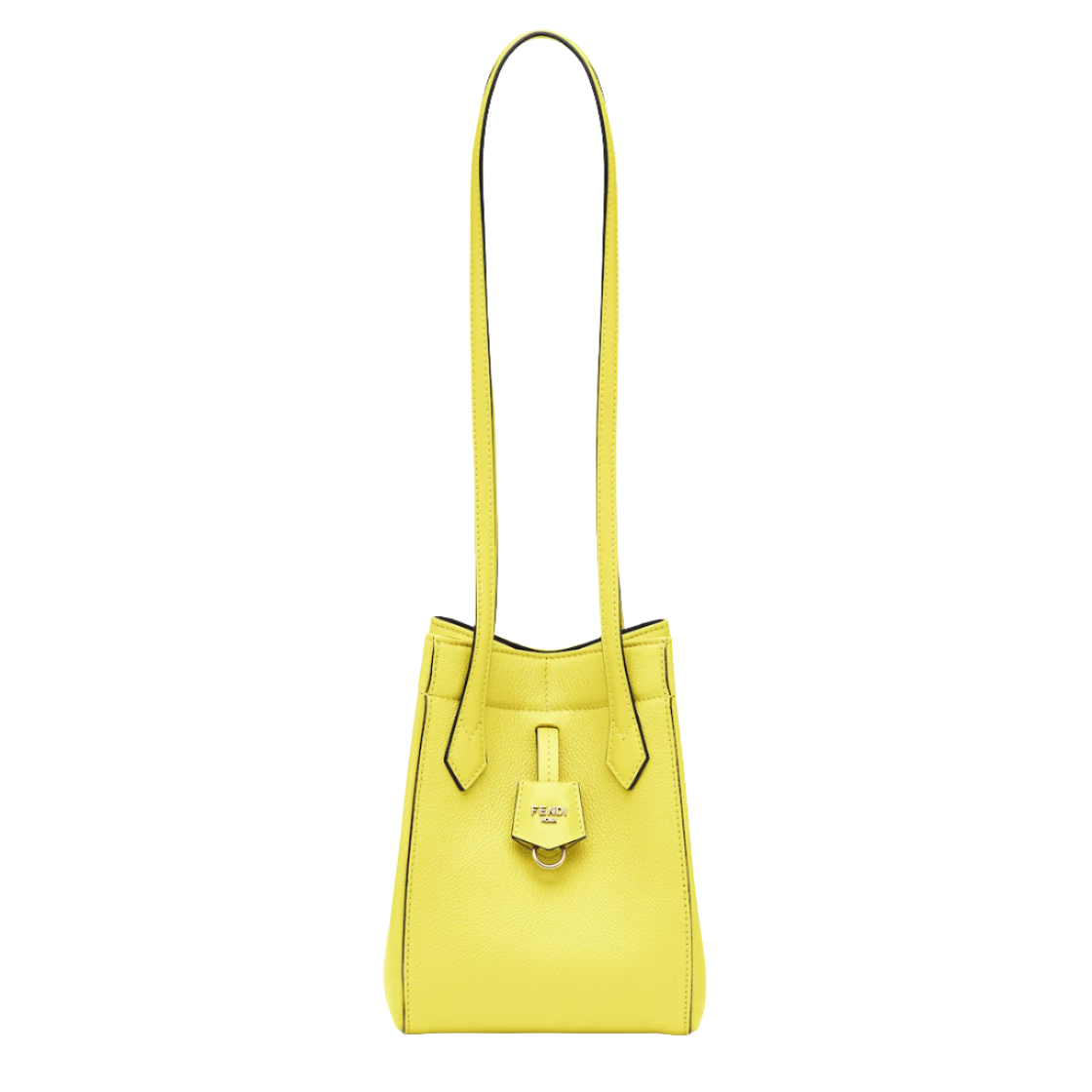 Fendi Origami Mini - Acid yellow leather bag that can be transformed