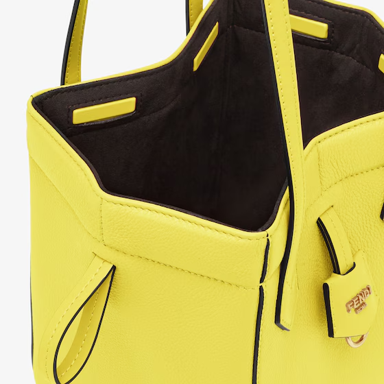 Fendi Origami Mini - Acid yellow leather bag that can be transformed