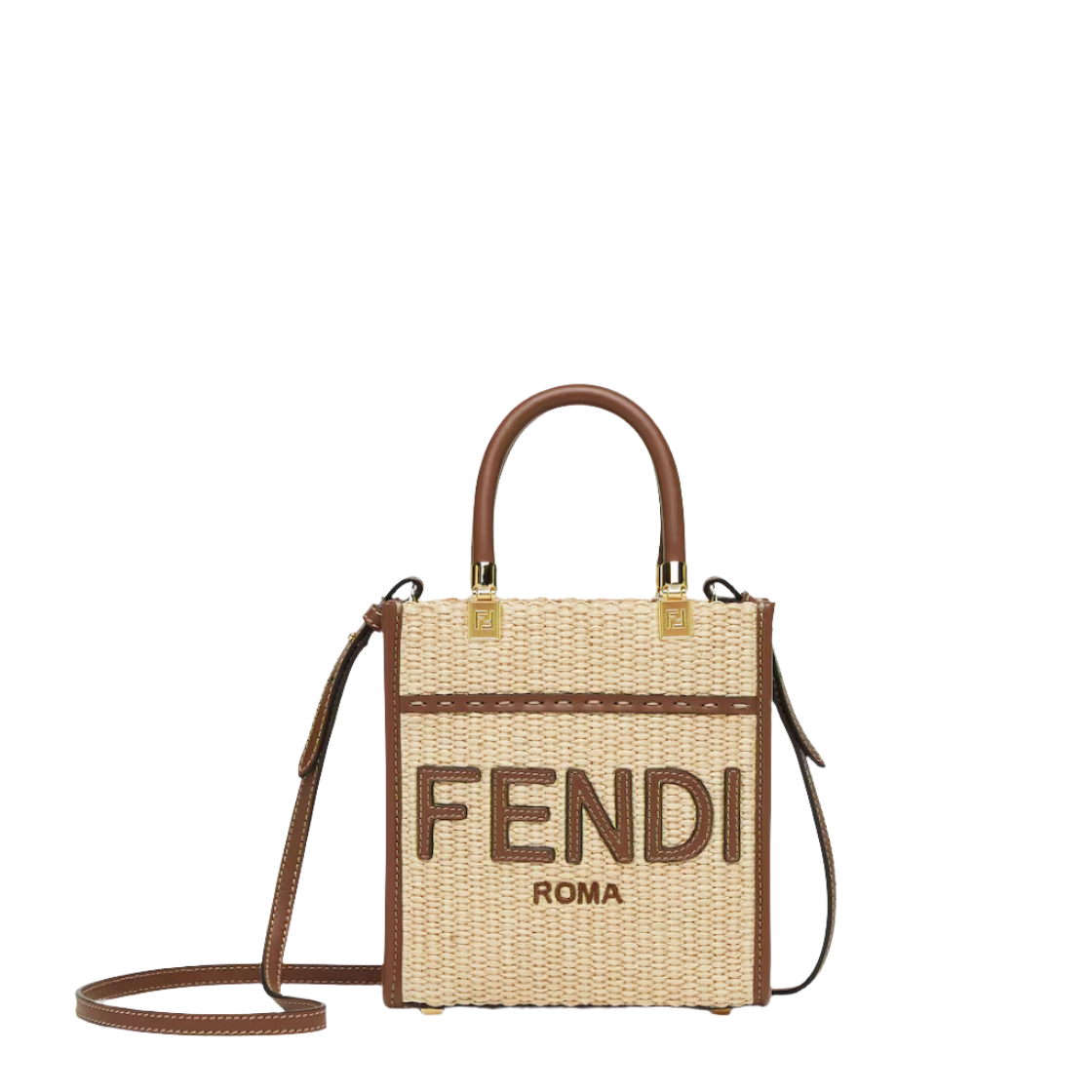 Fendi Mini Sunshine Shopper - Natural raffia mini