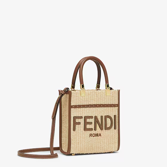 Fendi Mini Sunshine Shopper - Natural raffia mini