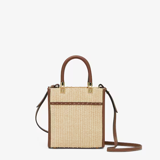 Fendi Mini Sunshine Shopper - Natural raffia mini