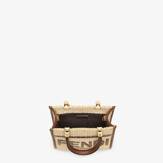 Fendi Mini Sunshine Shopper - Natural raffia mini