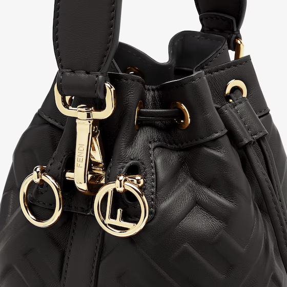Fendi Mon Tresor - Black leather mini-bag with FF motif