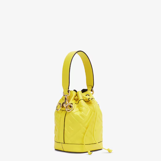 Fendi Mon Mon Tresor  Acid yellow leather mini bag with FF motif
