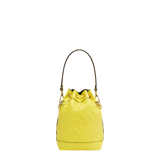Fendi Mon Mon Tresor  Acid yellow leather mini bag with FF motif
