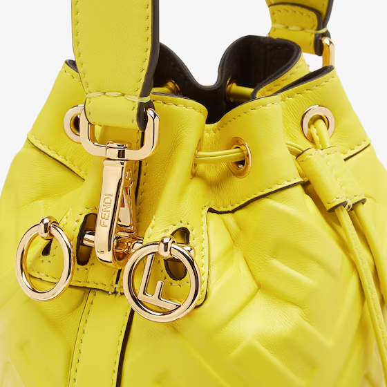 Fendi Mon Mon Tresor  Acid yellow leather mini bag with FF motif