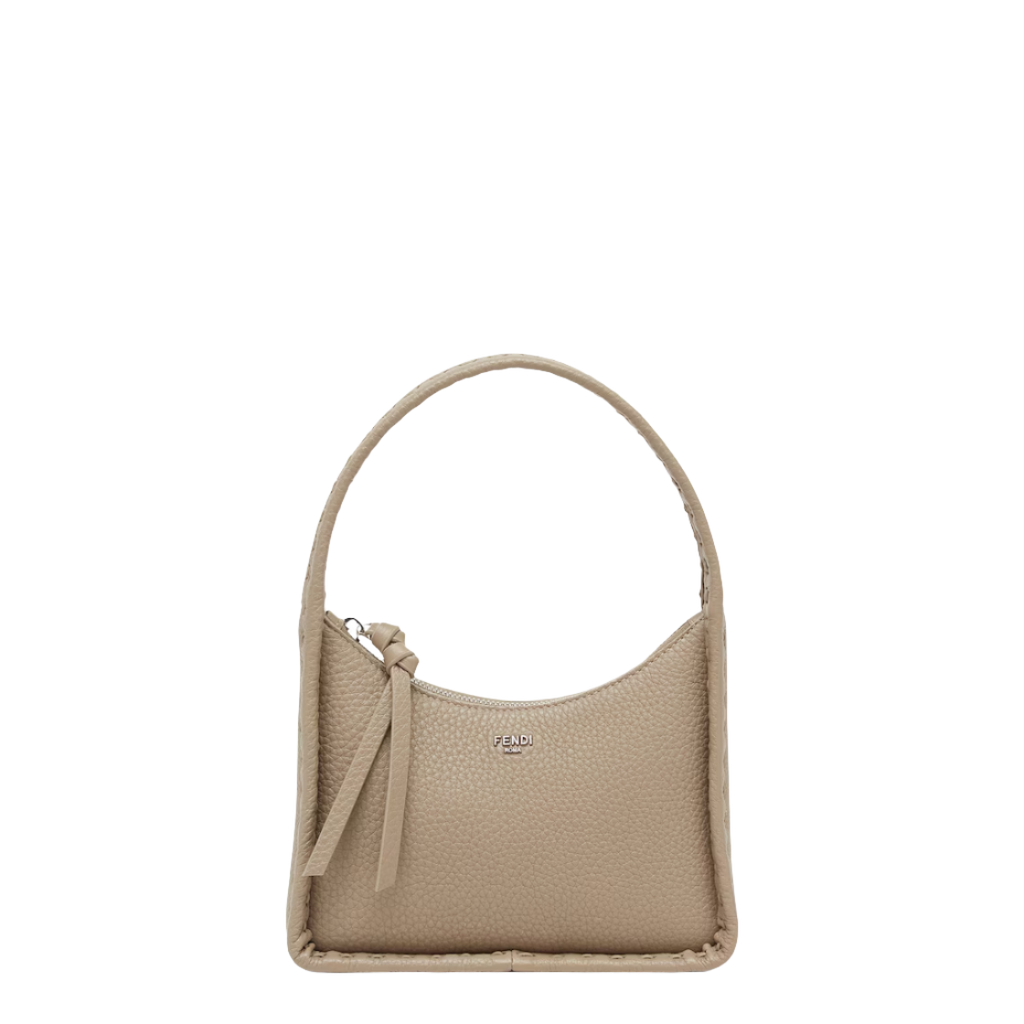 Fendi Mini Fendessence - Small dove grey Selleria bag with 264 hand-sewn topstitches