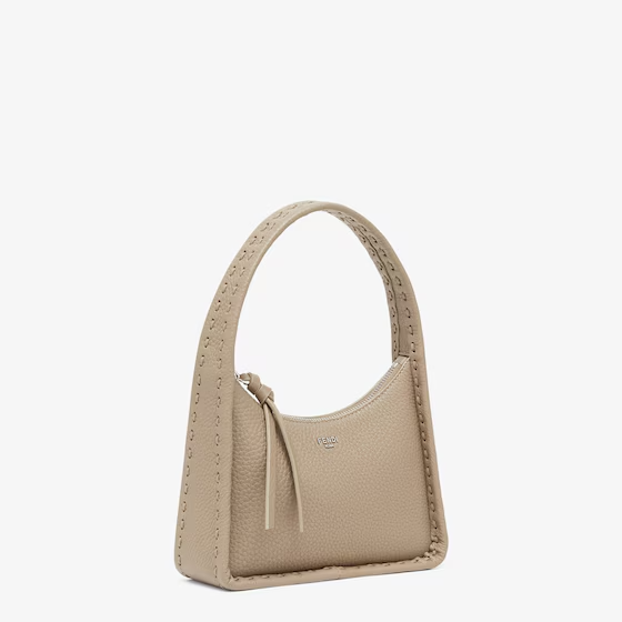 Fendi Mini Fendessence - Small dove grey Selleria bag with 264 hand-sewn topstitches