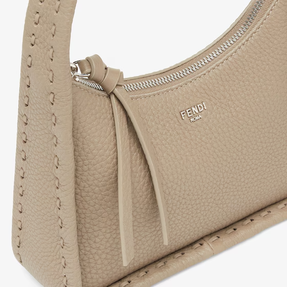 Fendi Mini Fendessence - Small dove grey Selleria bag with 264 hand-sewn topstitches