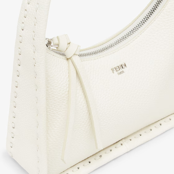Fendi Mini Fendessence - Small ice white Selleria bag with 264 hand-sewn topstitches