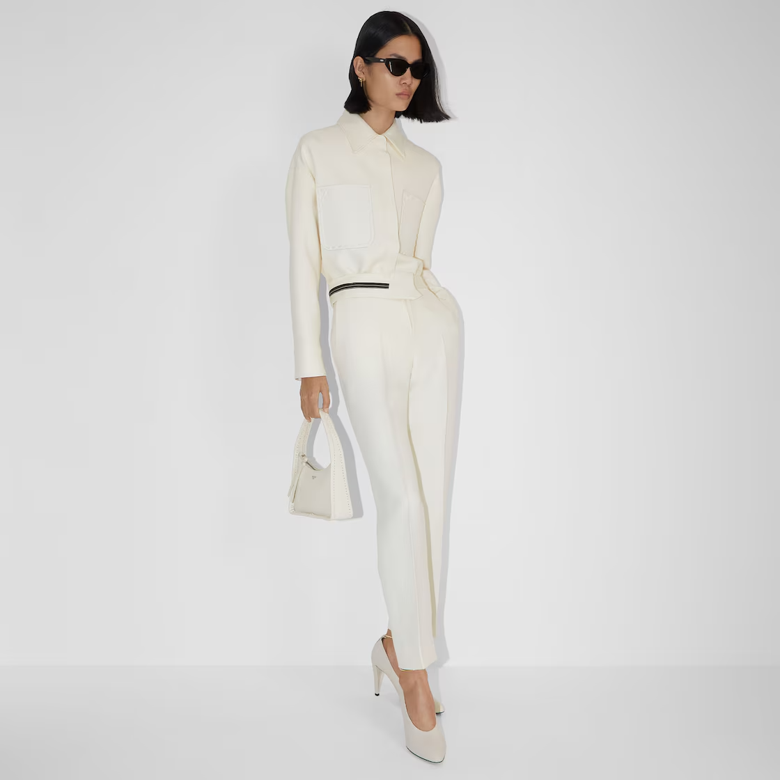 Fendi Mini Fendessence - Small ice white Selleria bag with 264 hand-sewn topstitches