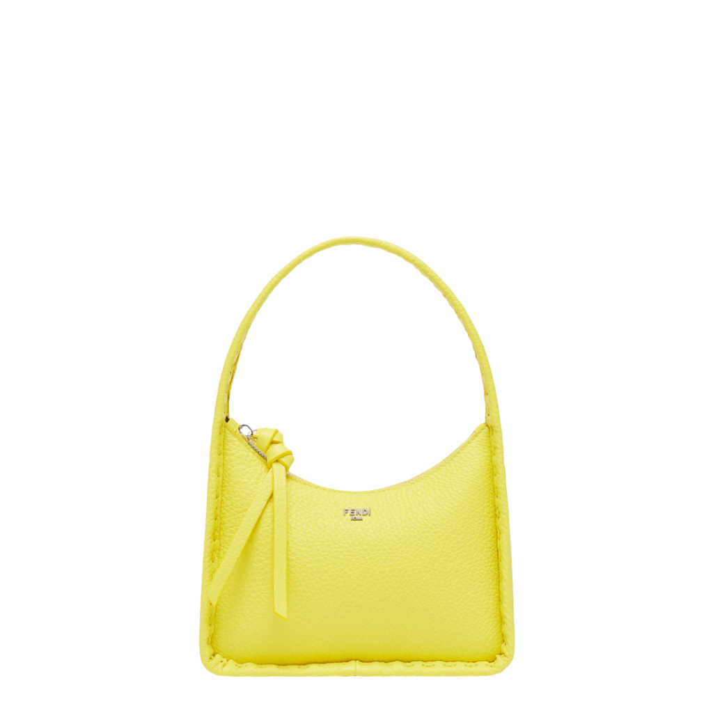 Fendi Mini Fendessence - Small acid yellow Selleria bag with 264 hand-sewn topstitches