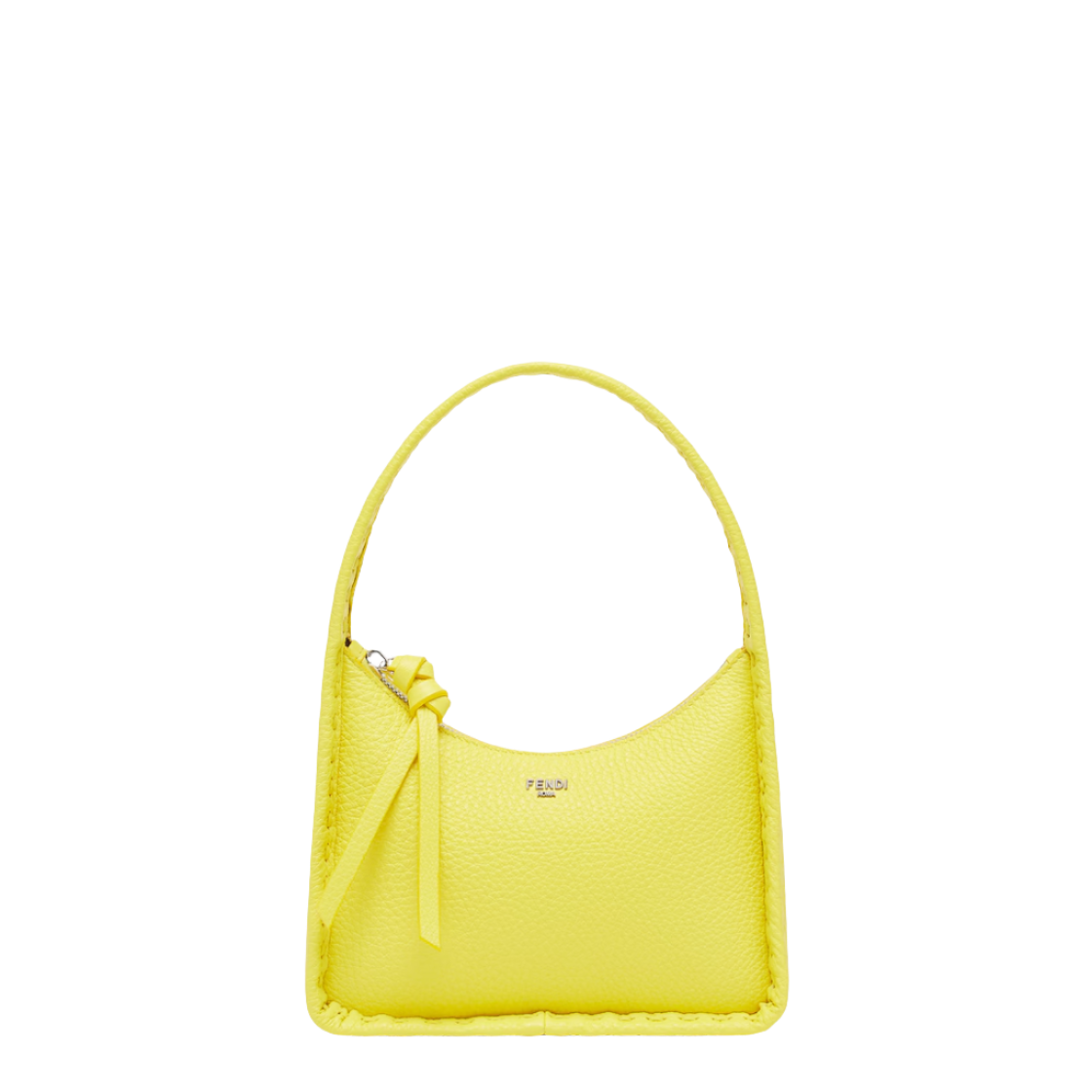 Fendi Mini Fendessence - Small acid yellow Selleria bag with 264 hand-sewn topstitches