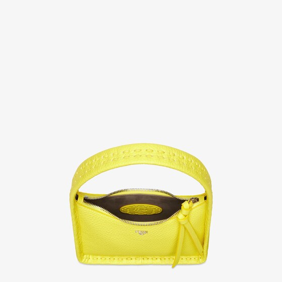 Fendi Mini Fendessence - Small acid yellow Selleria bag with 264 hand-sewn topstitches