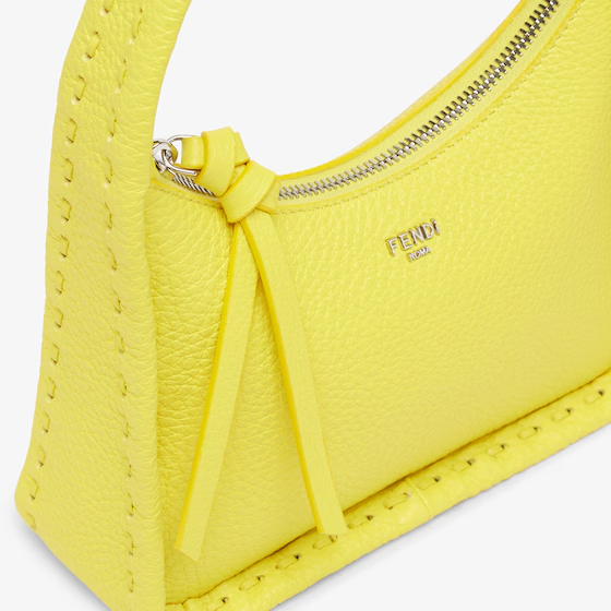Fendi Mini Fendessence - Small acid yellow Selleria bag with 264 hand-sewn topstitches