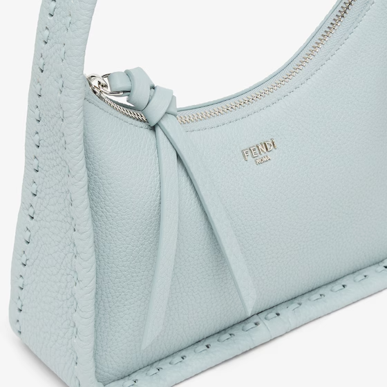 Fendi Mini Fendessence - Small light blue Selleria bag with 264 hand-sewn topstitches