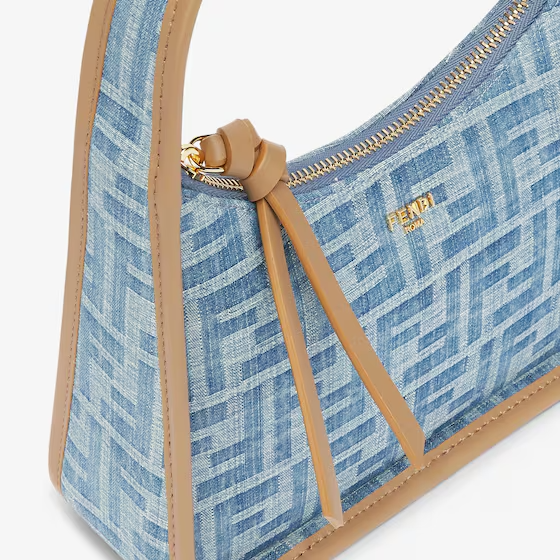Fendi Mini Fendessence   Light blue FF denim fabric mini bag