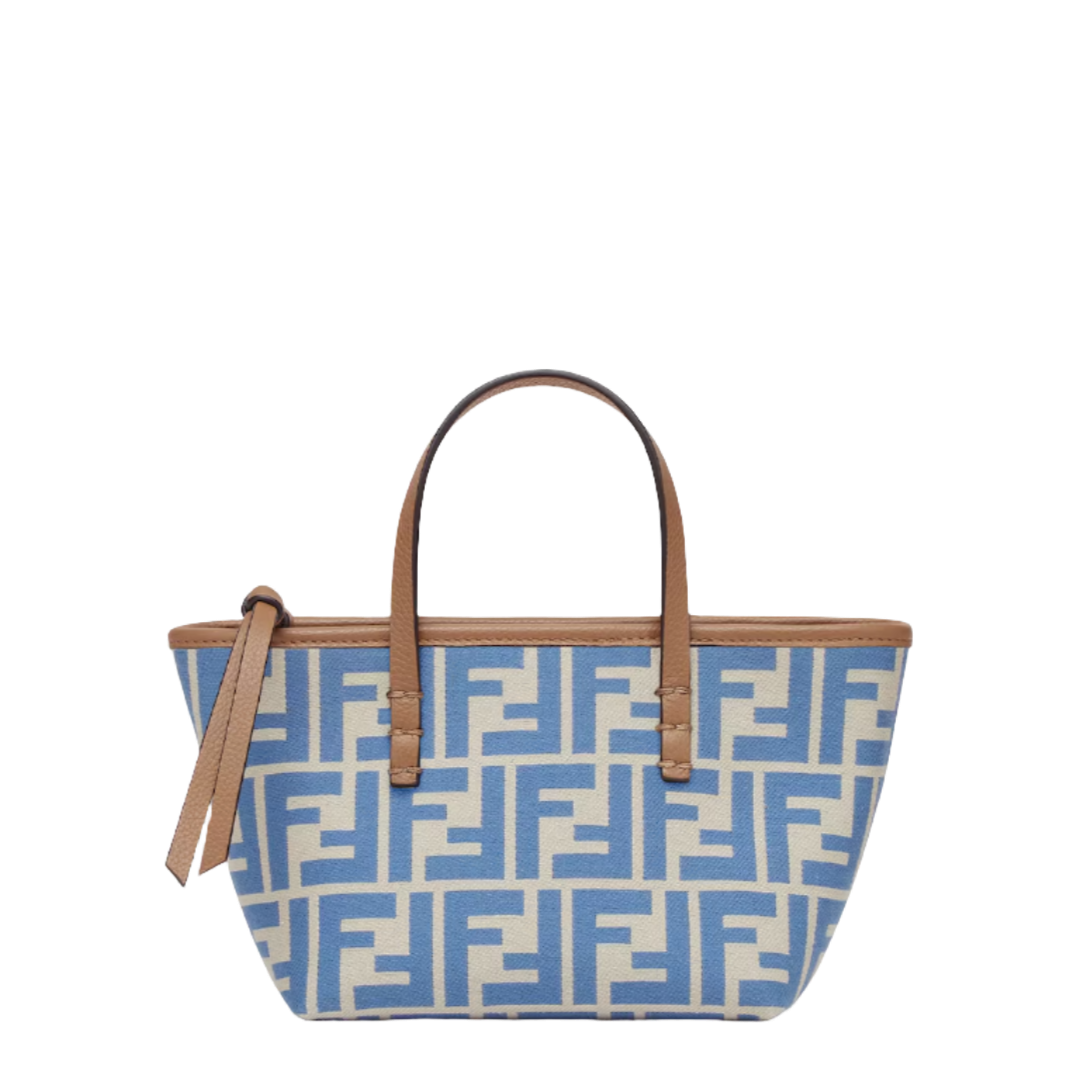 Fendi Roll Mini - Light blue FF jacquard mini bag