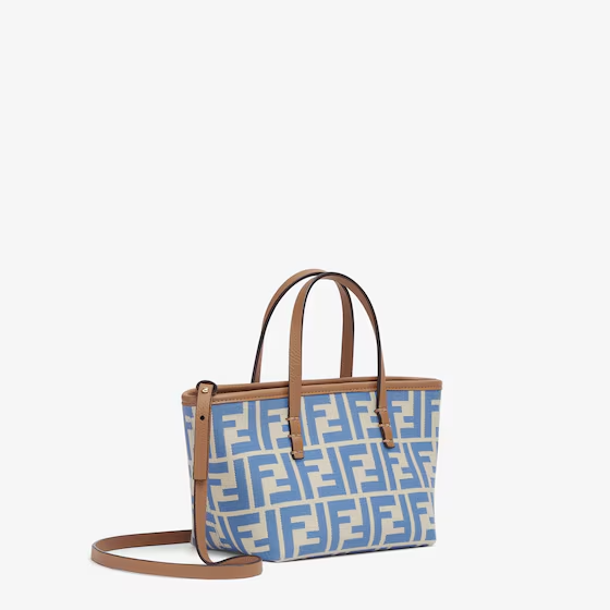 Fendi Roll Mini - Light blue FF jacquard mini bag