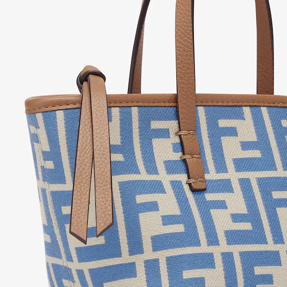 Fendi Roll Mini - Light blue FF jacquard mini bag