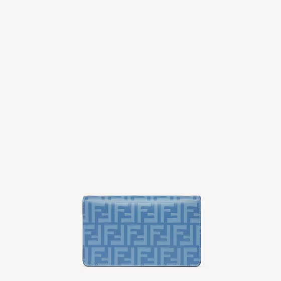 Fendi FF Diamonds Wallet On Chain - Light blue leather wallet