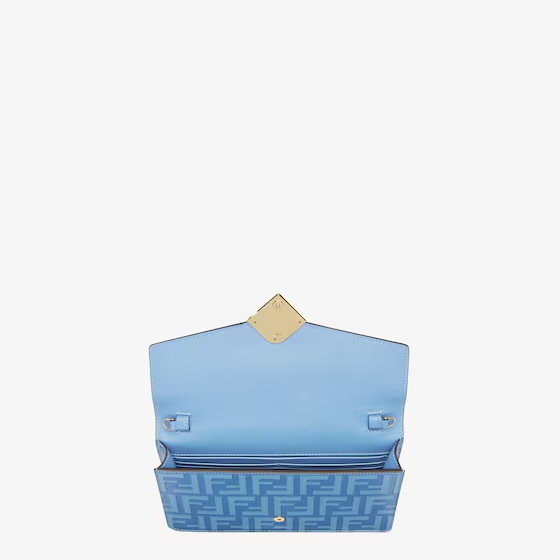 Fendi FF Diamonds Wallet On Chain - Light blue leather wallet