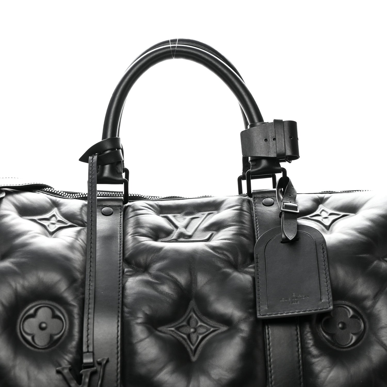 Louis Vuitton Lambskin Monogram Keepall Puffer Xl Bandouliere 75 Black