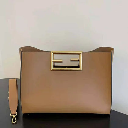 Fendi Women Way Medium Made of Camellia-Colored Leather Bag-Brown