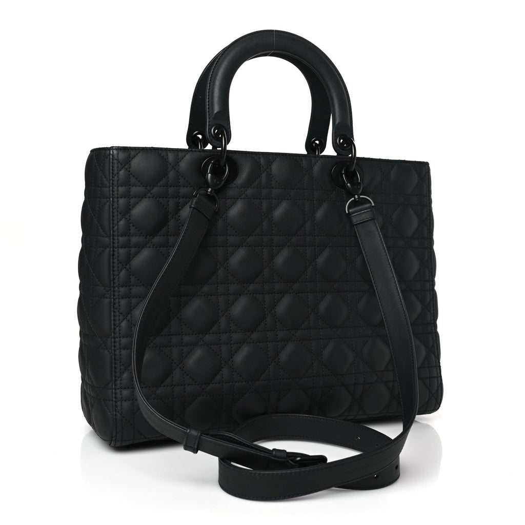 CHRISTIAN DIOR Ultra Matte Calfskin Cannage Large Lady Dior Black