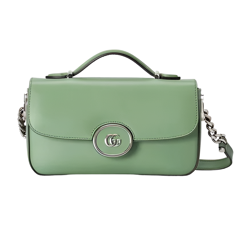 Gucci Women Petite GG Mini Shoulder Bag Light Green Leather Double G