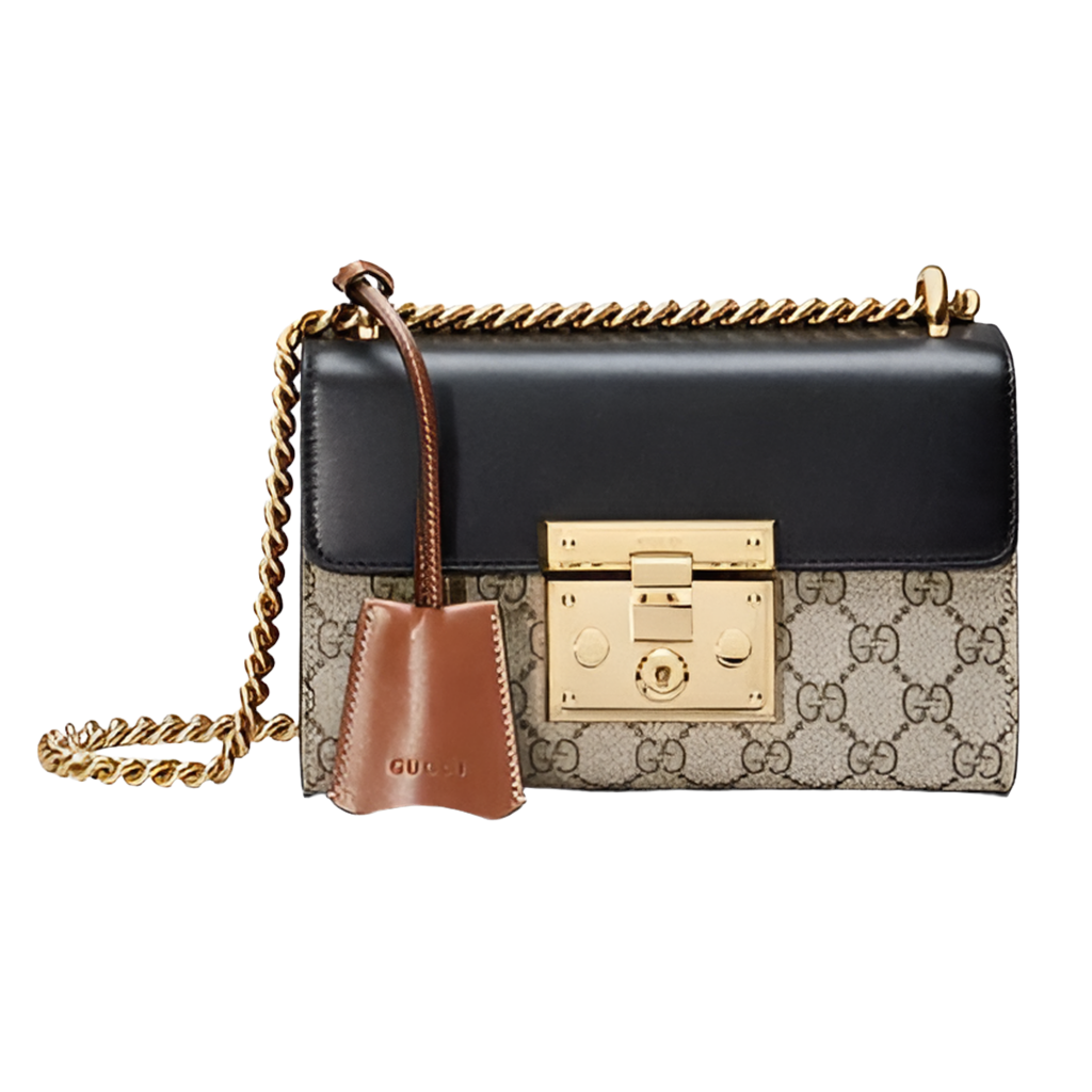 Gucci Women Padlock Small GG Shoulder Bag Beige/Ebony GG Supreme Canvas