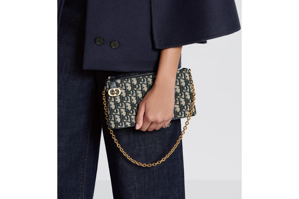 Montaigne Mini Shoulder Bag  Blue Dior Oblique Jacquard Dior Couture