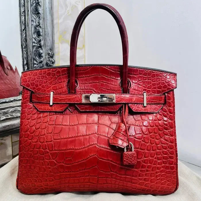 Hermes Birkin 30 Bag in Alligator Leather with Gold Hardware