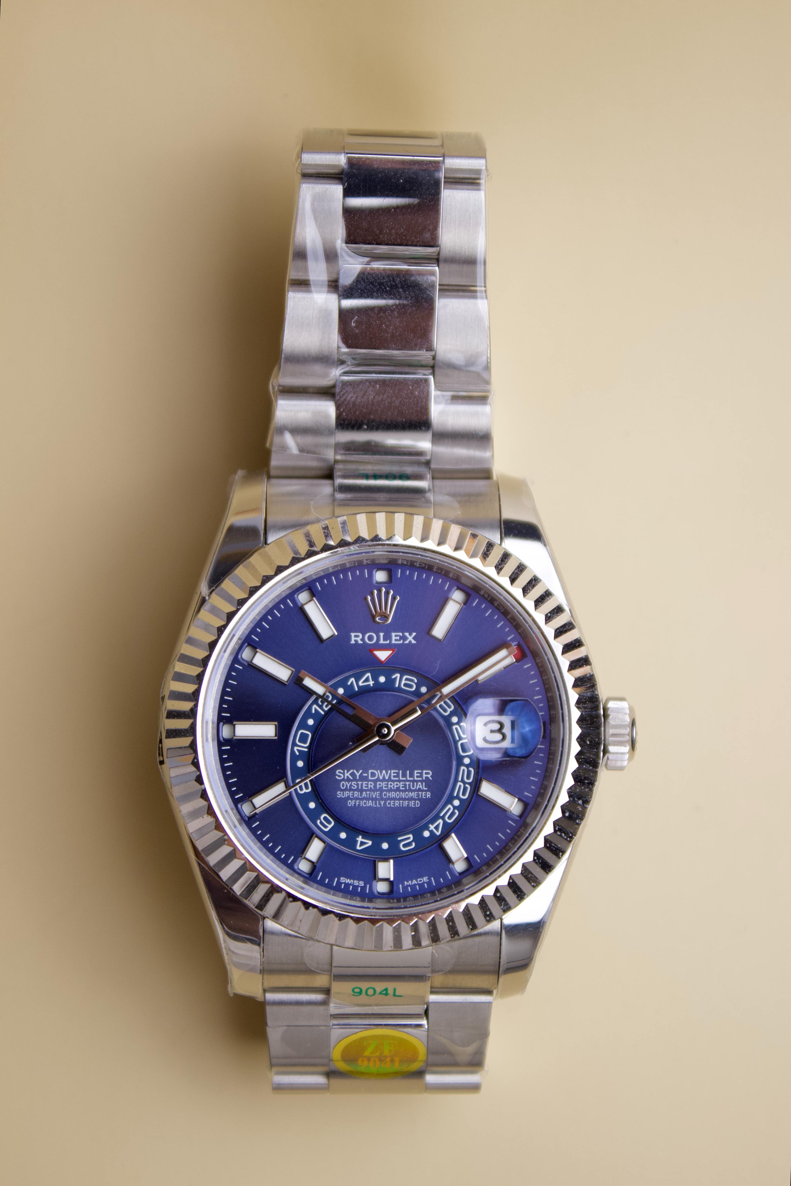 ROLEX SKY DWELLER STEEL BLUE DIAL.