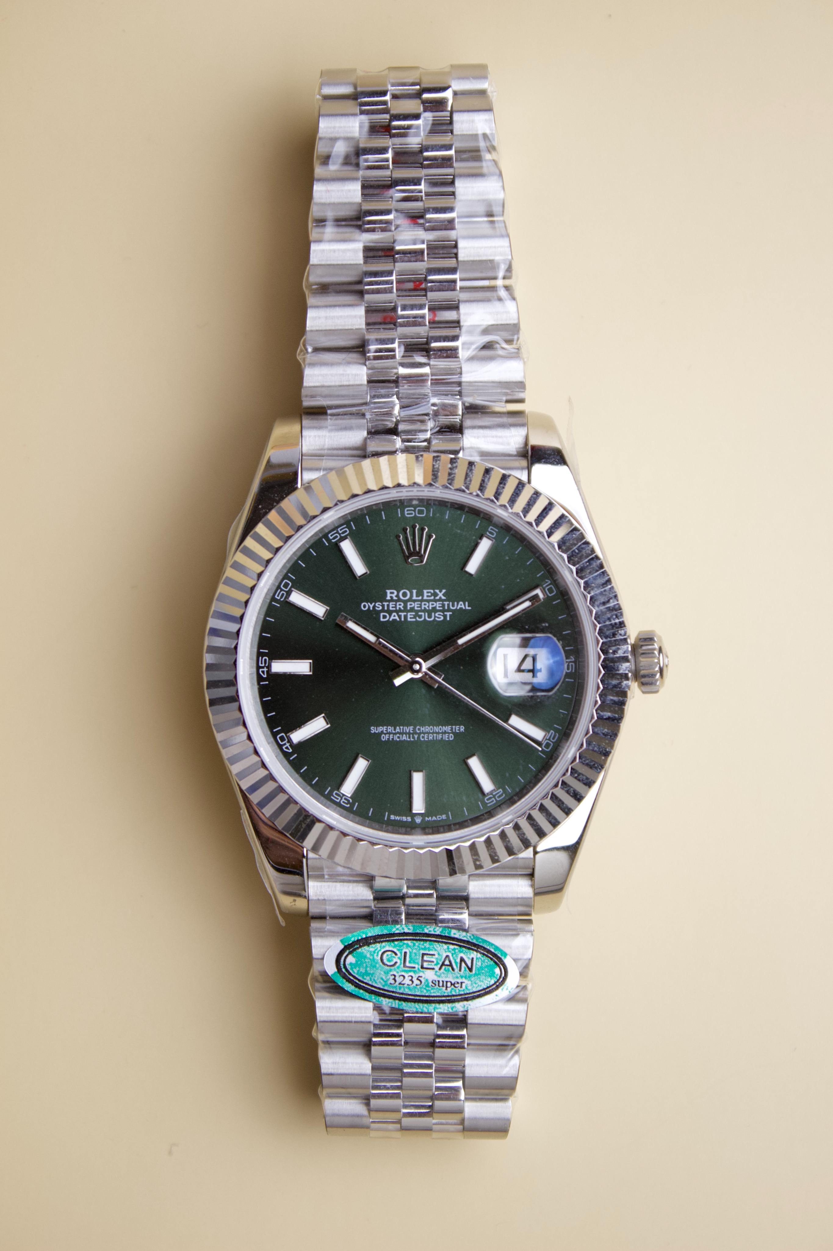 ROLEX DATEJUST GREEN DAIL  STAINLESS STEEL JUBILEE BRACELET 41m