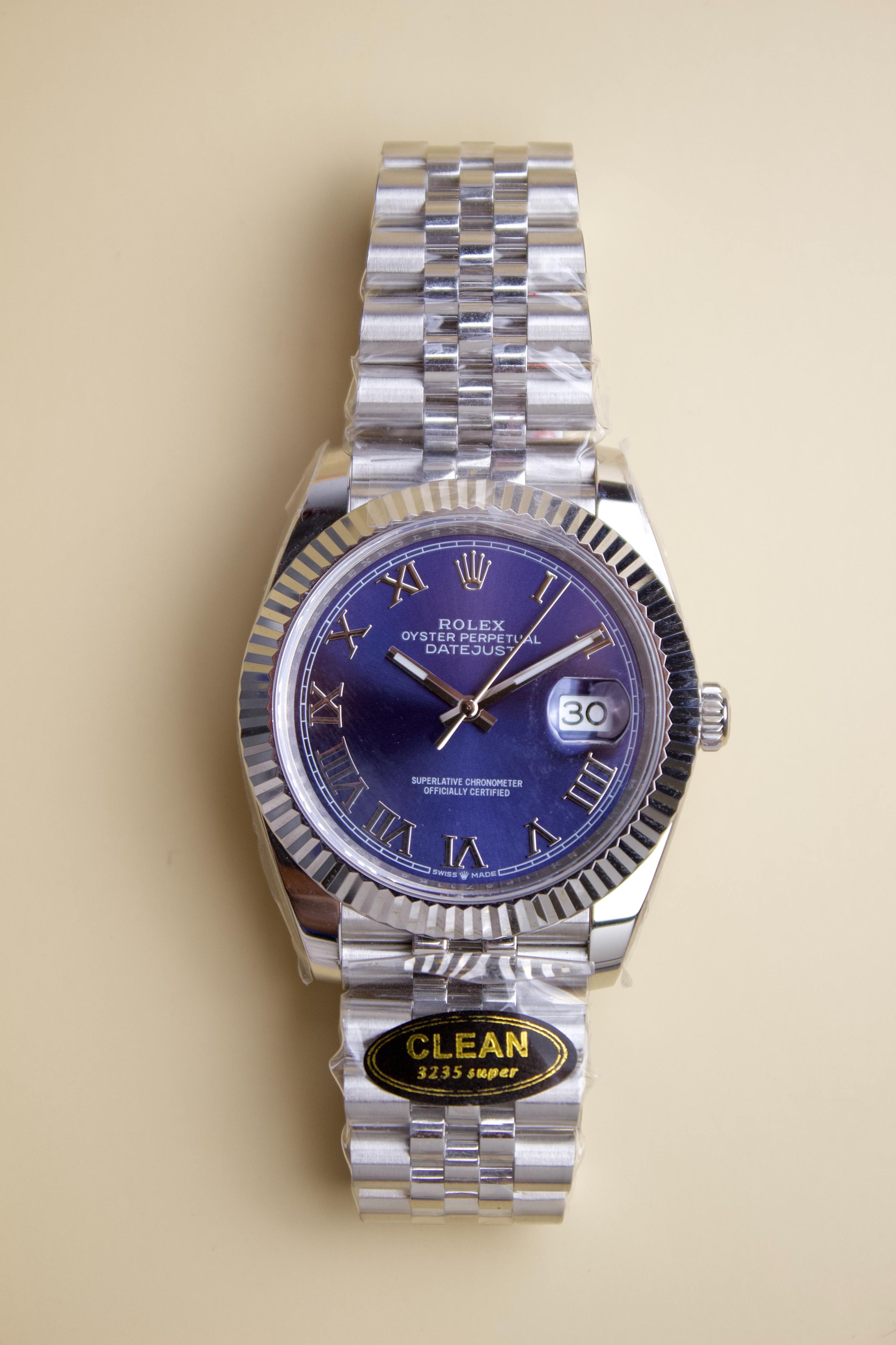 ROLEX DATEJUST BLUE DAIL. ROMAN NUMERALS (41m) STAINLESS STEEL JUBILEE BRACELET