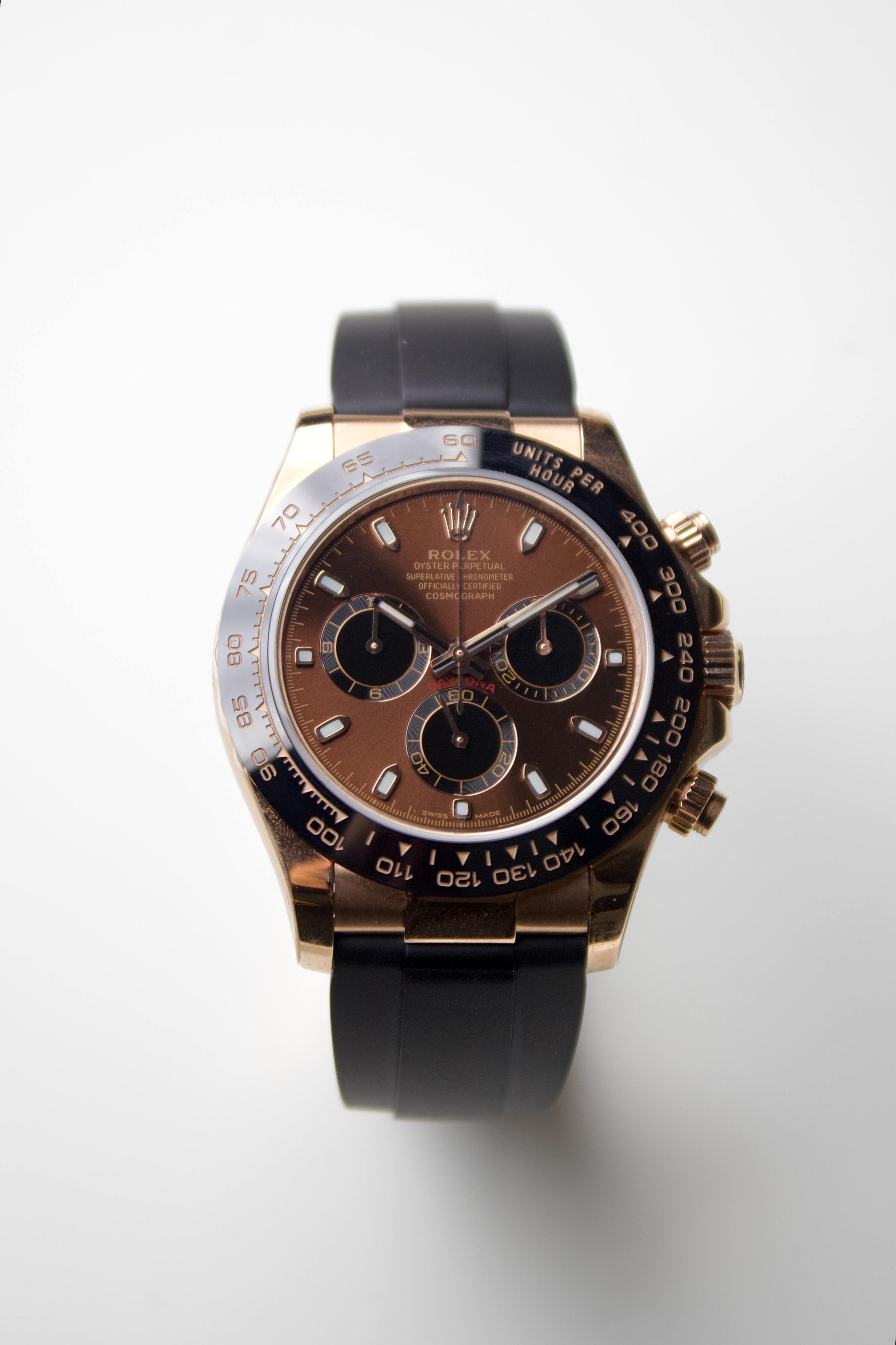 ROLEX. DAYTONA ROSE GOLD & CHOCOLATE DIAL