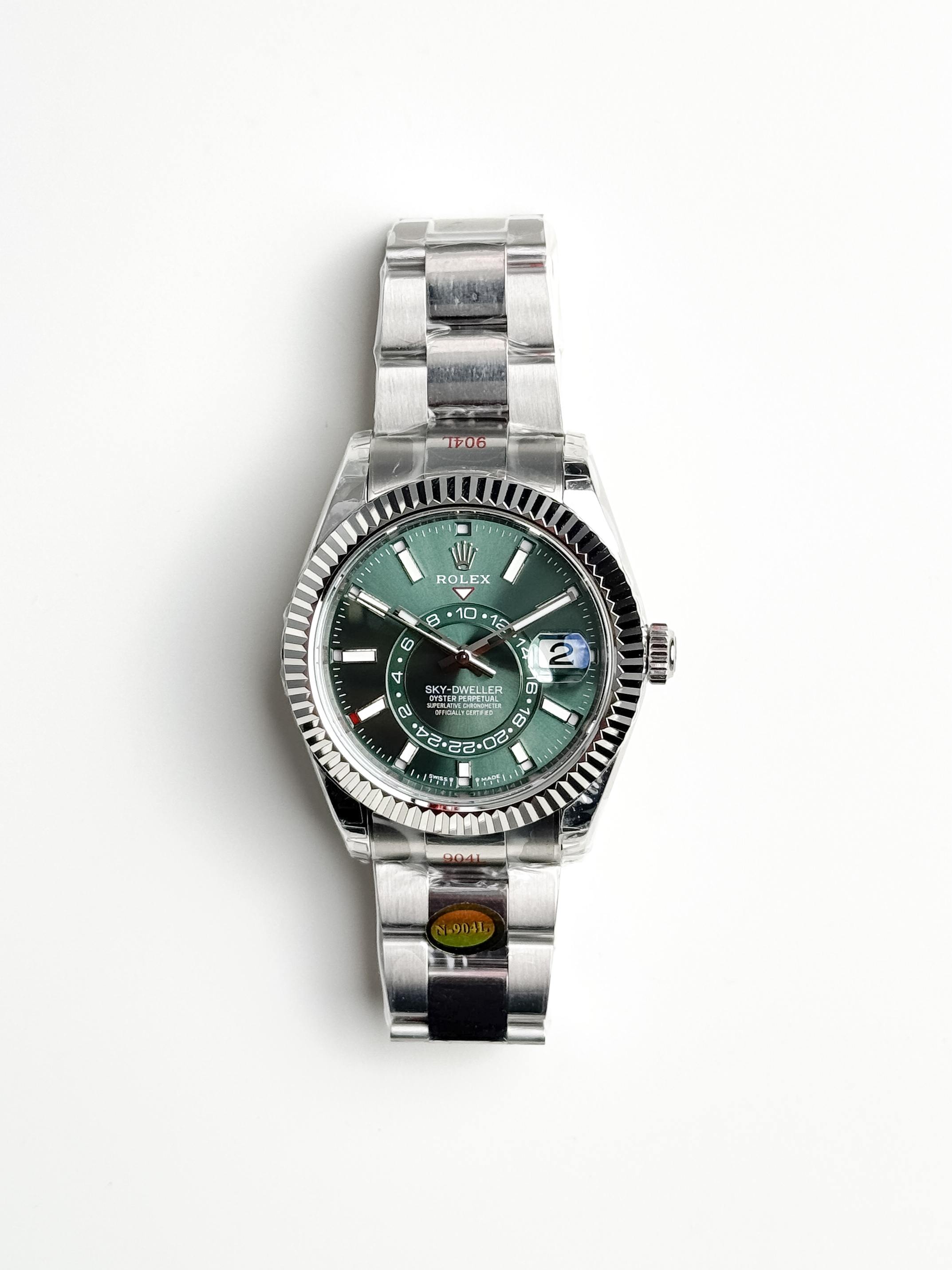 ROLEX SKY DWELLER STEEL MINT GREEN GREEN DIAL