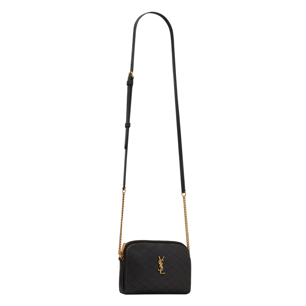 SAINT LAURENT YSL GABY ZIPPED POUCH IN QUILTED LAMBSKIN BLACK