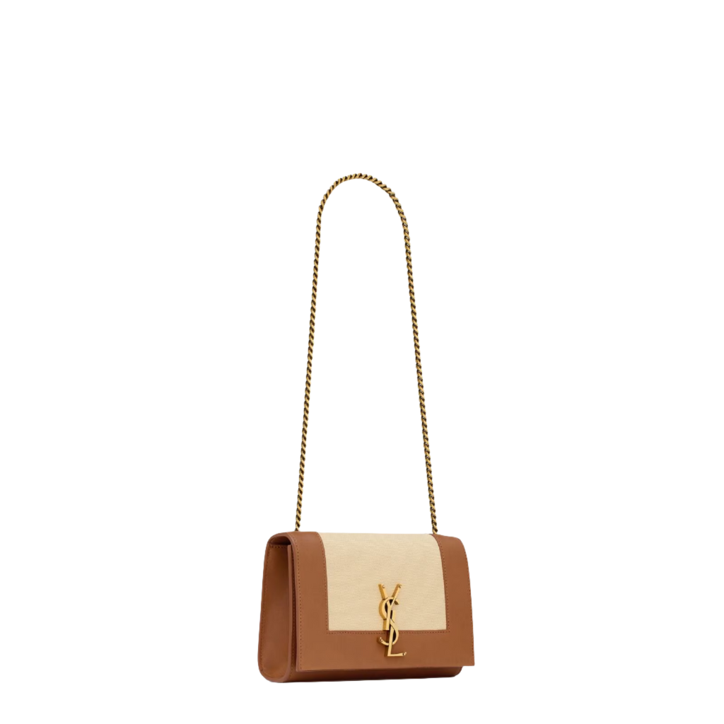 SAINT LAURENT YSL KATE SMALL IN CANVAS AND LEATHER SAINT LAURENT