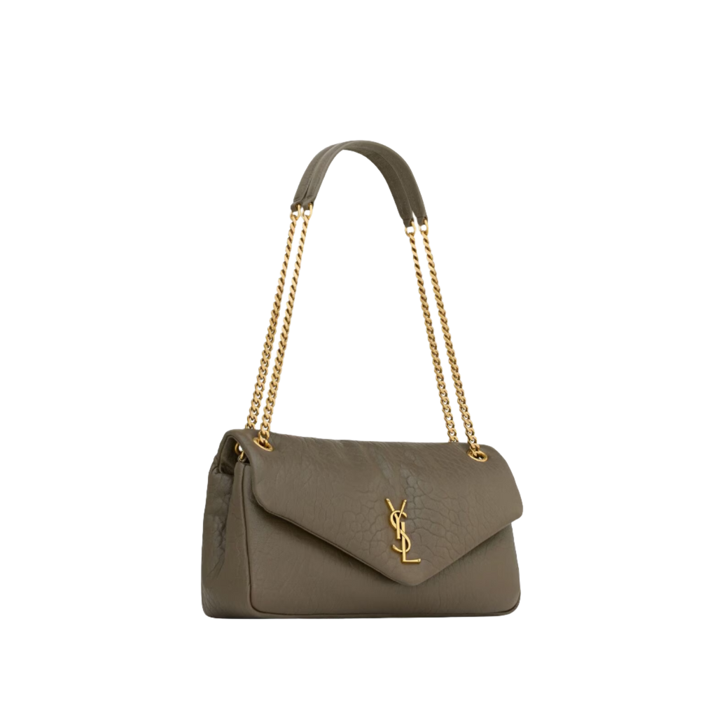 SAINT LAURENT YSL CALYPSO MEDIUM IN GRAINED LAMBSKIN ARMY GREEN