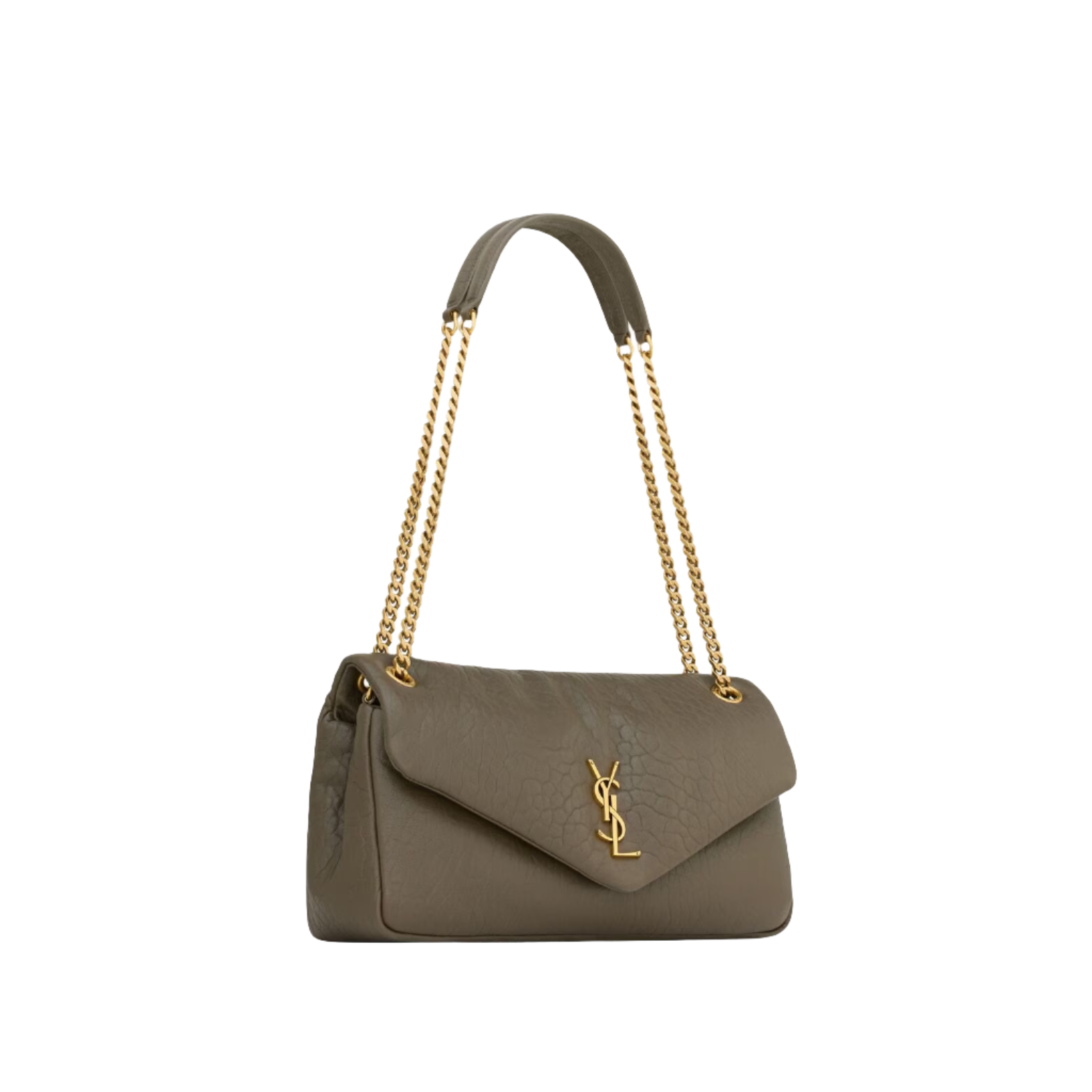 SAINT LAURENT YSL CALYPSO MEDIUM IN GRAINED LAMBSKIN ARMY GREEN